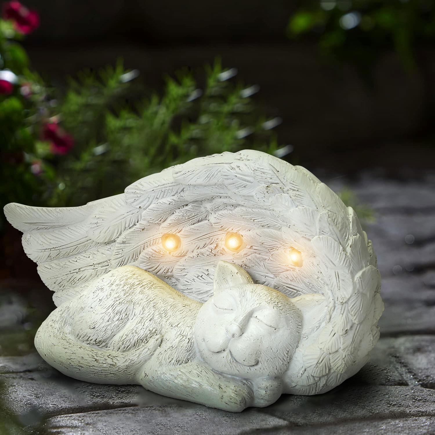 Solar LED Light Up Pet Animal Grave Memorial Marker Outdoor Remembrance Cat/Dog - Picture 2 of 13
