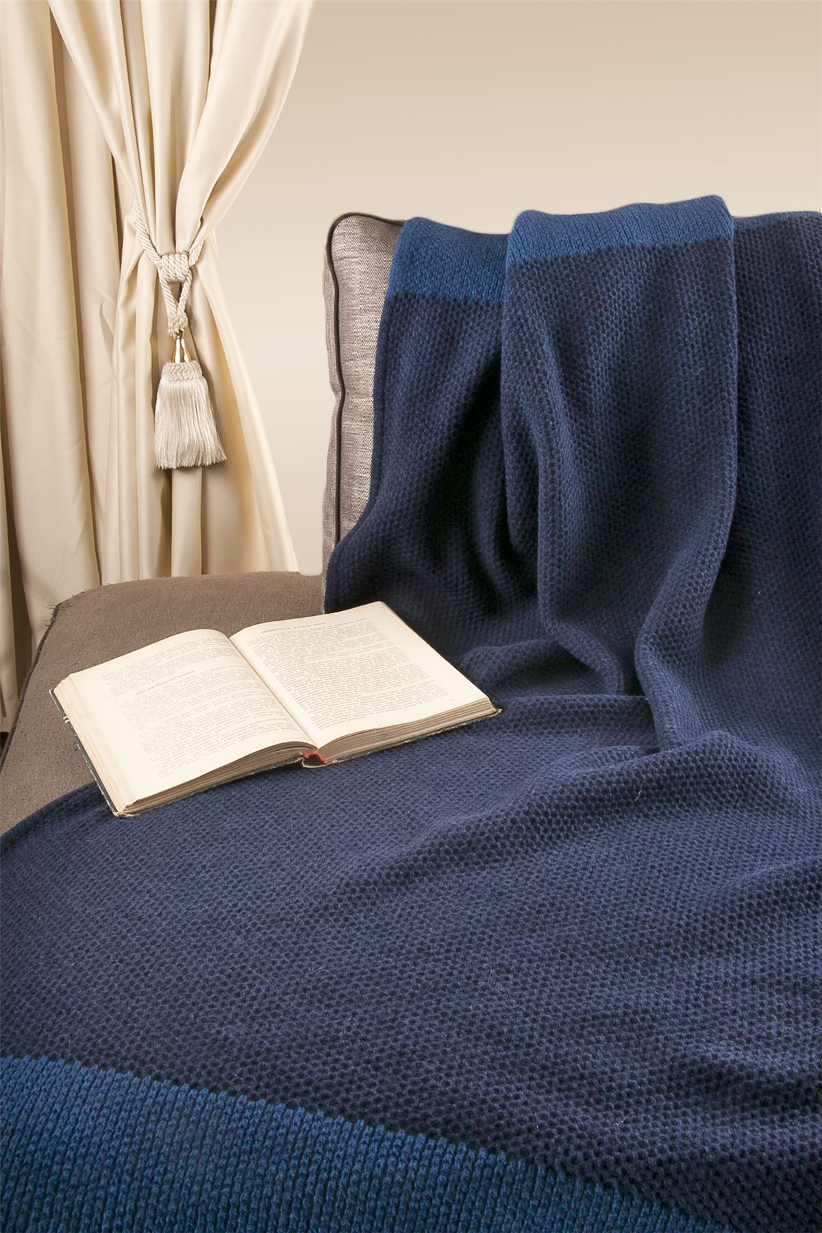 Natural Style 100 Merino Wool 45" X 65" Throw Blanket [Ink Blue] eBay