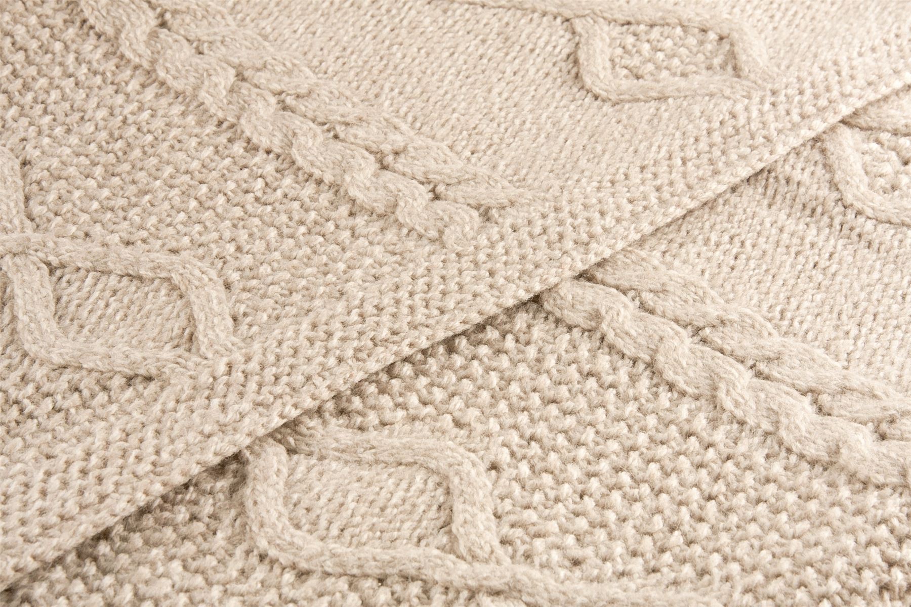 Diamond Aran Style 100 Merino Wool 39" x 70" Throw Blanket [Parsnip