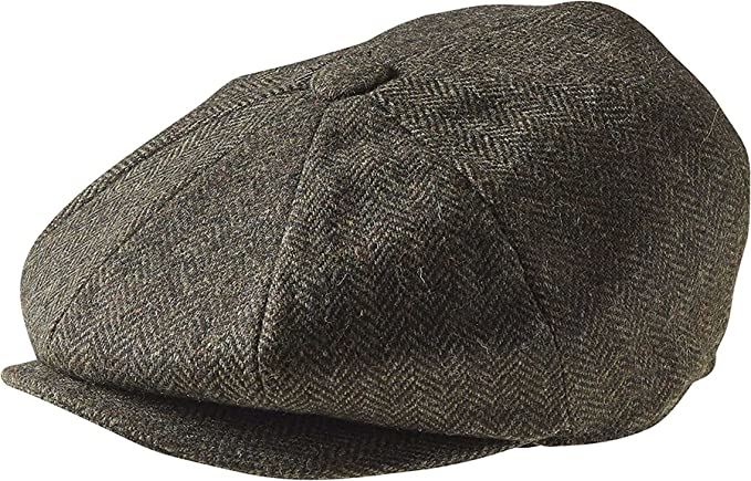 Herren Zeitungsjungen Cap Peaky Flatcap Fischgrät Tweed Wolle 8 Panel Baker Boy Cap - Bild 11 von 19
