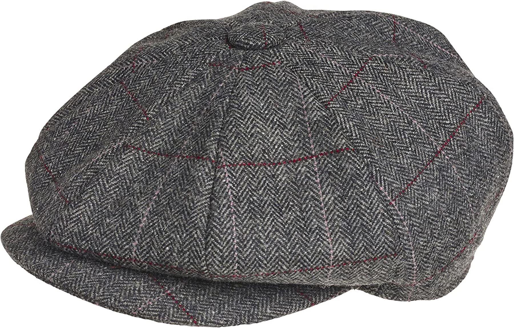Herren Zeitungsjungen Cap Peaky Flatcap Fischgrät Tweed Wolle 8 Panel Baker Boy Cap - Bild 13 von 19