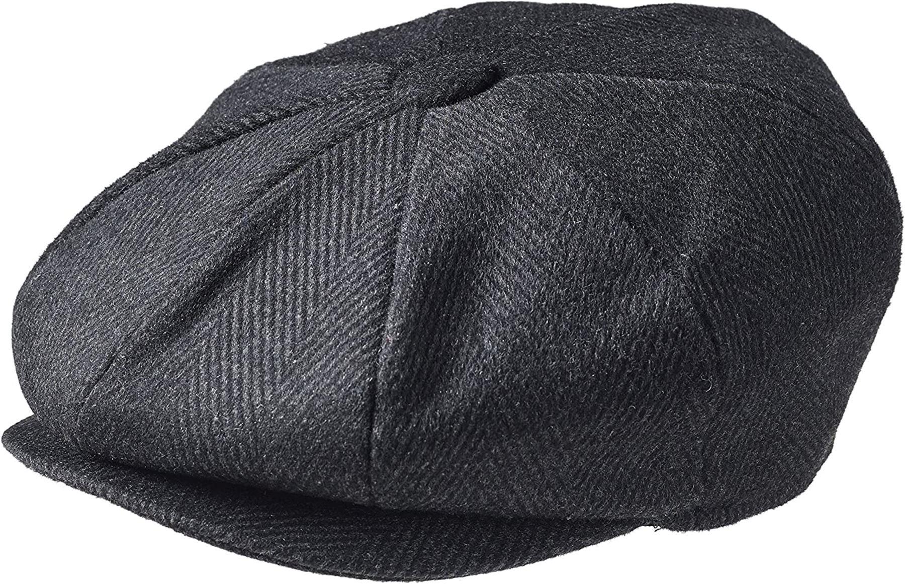 Herren Zeitungsjungen Cap Peaky Flatcap Fischgrät Tweed Wolle 8 Panel Baker Boy Cap - Bild 5 von 19