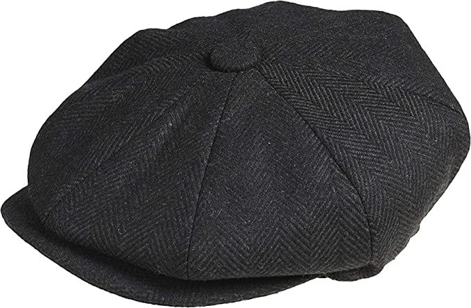Herren Zeitungsjungen Cap Peaky Flatcap Fischgrät Tweed Wolle 8 Panel Baker Boy Cap - Bild 3 von 19