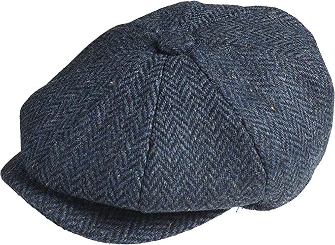 Herren Zeitungsjungen Cap Peaky Flatcap Fischgrät Tweed Wolle 8 Panel Baker Boy Cap - Bild 6 von 19