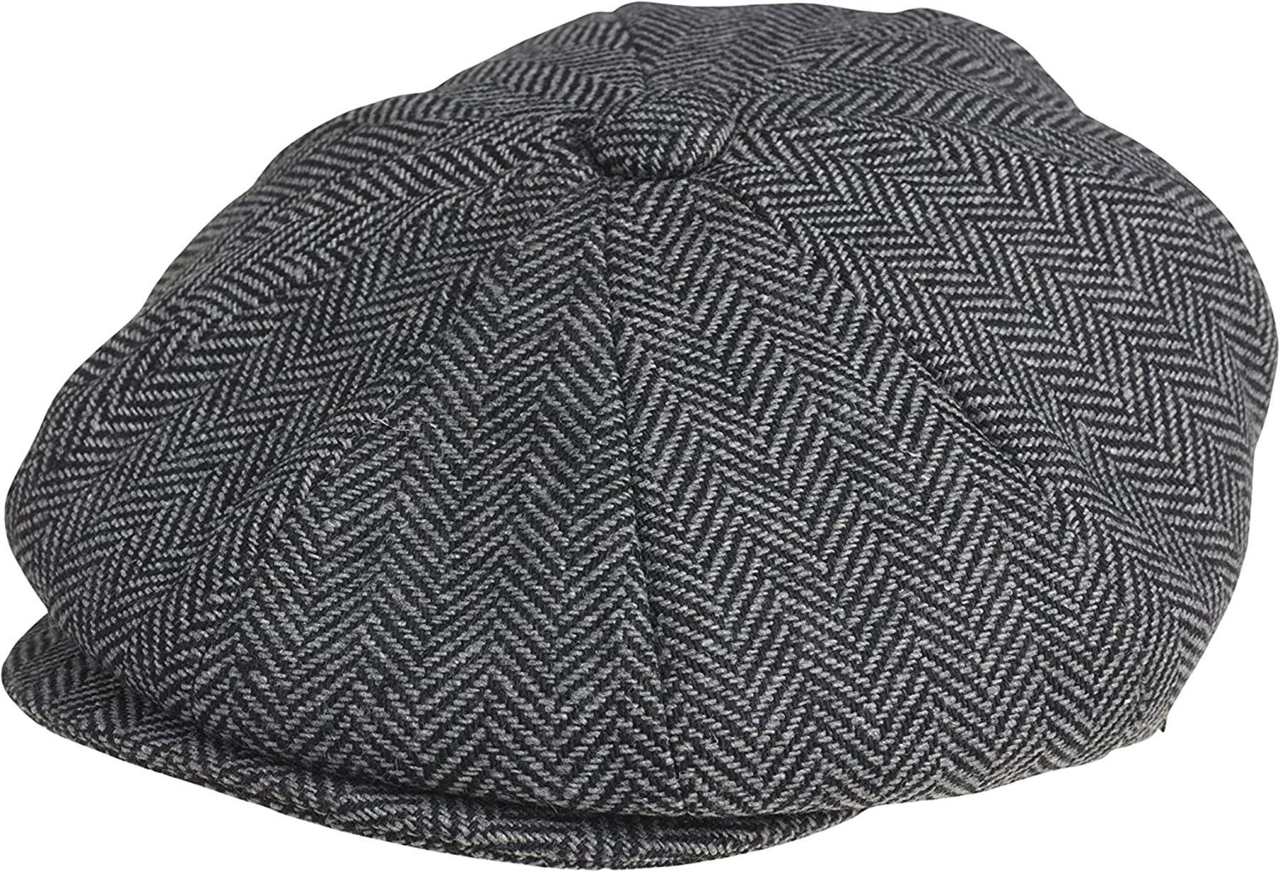 Herren Zeitungsjungen Cap Peaky Flatcap Fischgrät Tweed Wolle 8 Panel Baker Boy Cap - Bild 12 von 19