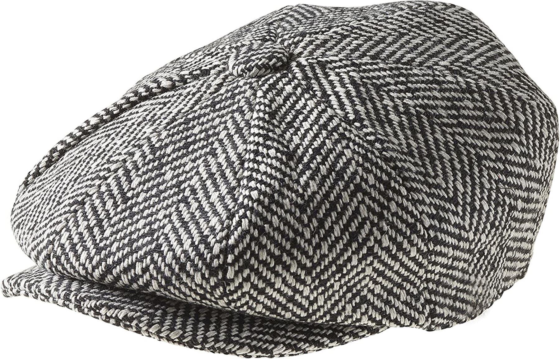 Herren Zeitungsjungen Cap Peaky Flatcap Fischgrät Tweed Wolle 8 Panel Baker Boy Cap - Bild 4 von 19