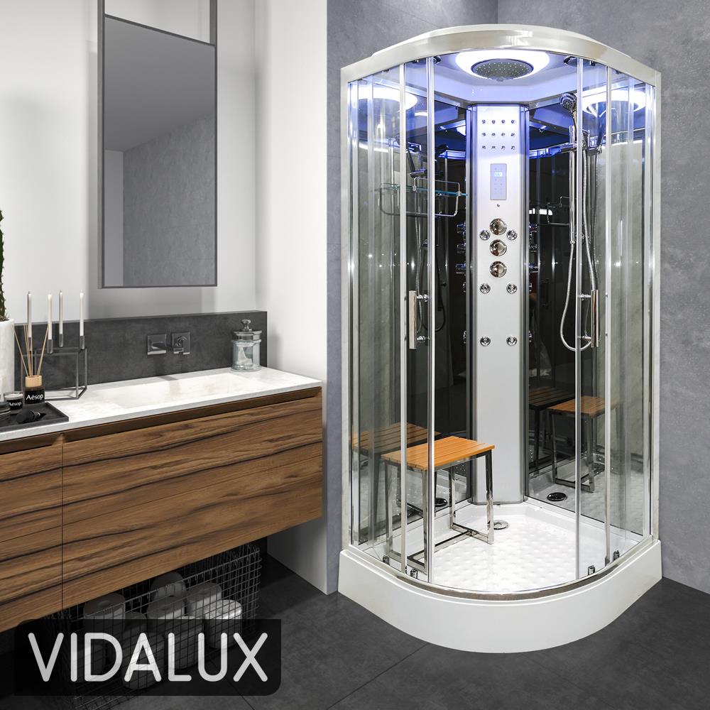 Hydro Shower Cabin Vidalux 800, 900 & 1000 THERMOSTATIC NO SILICONE ON