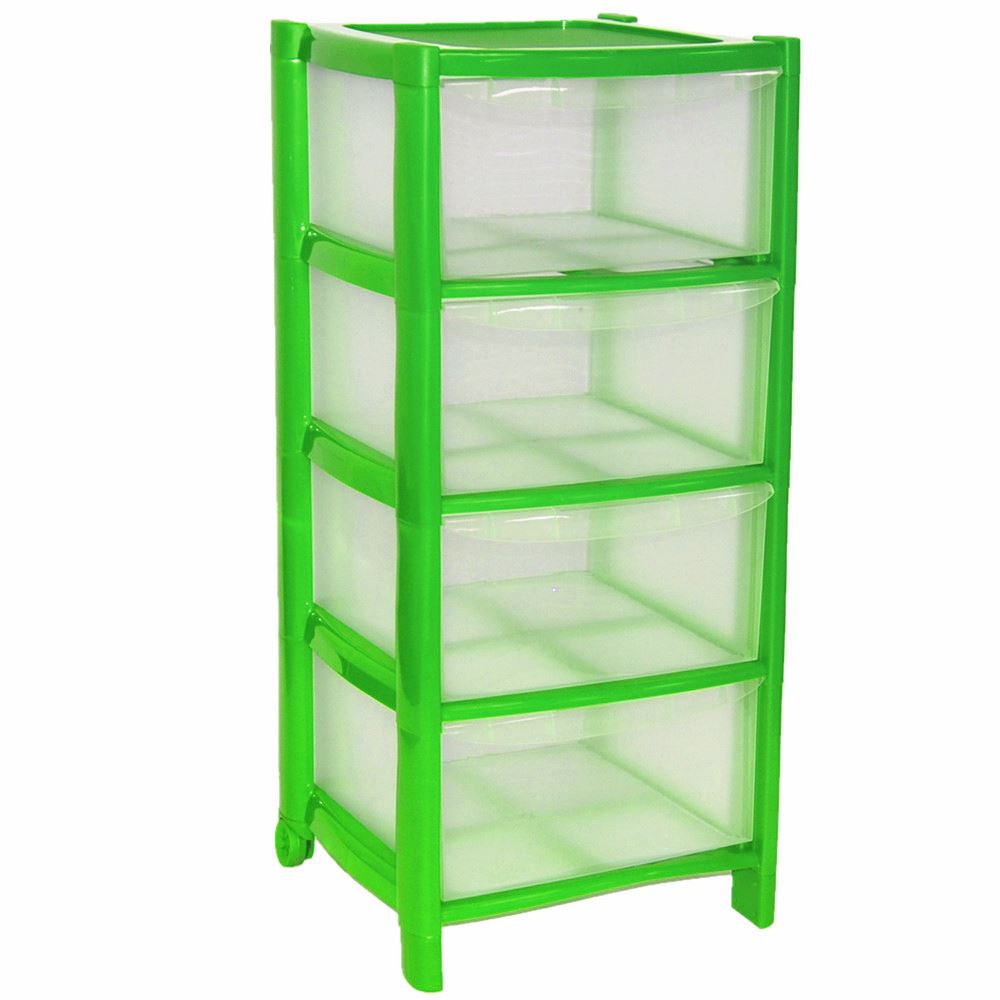 Plastic Large Tower Storage Drawers Chest Unit With Wheels Made In
