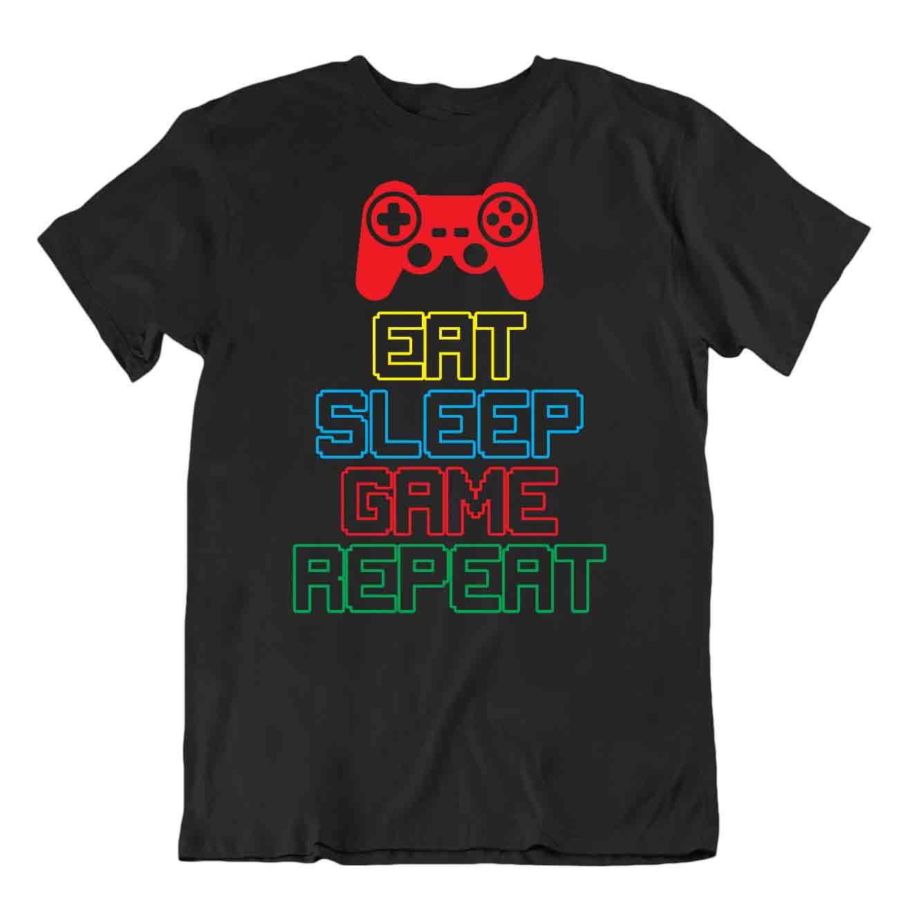 Camiseta Eat Sleep Game Repeat Jugador Camiseta Divertida Humor Camiseta - Imagen 2 de 8