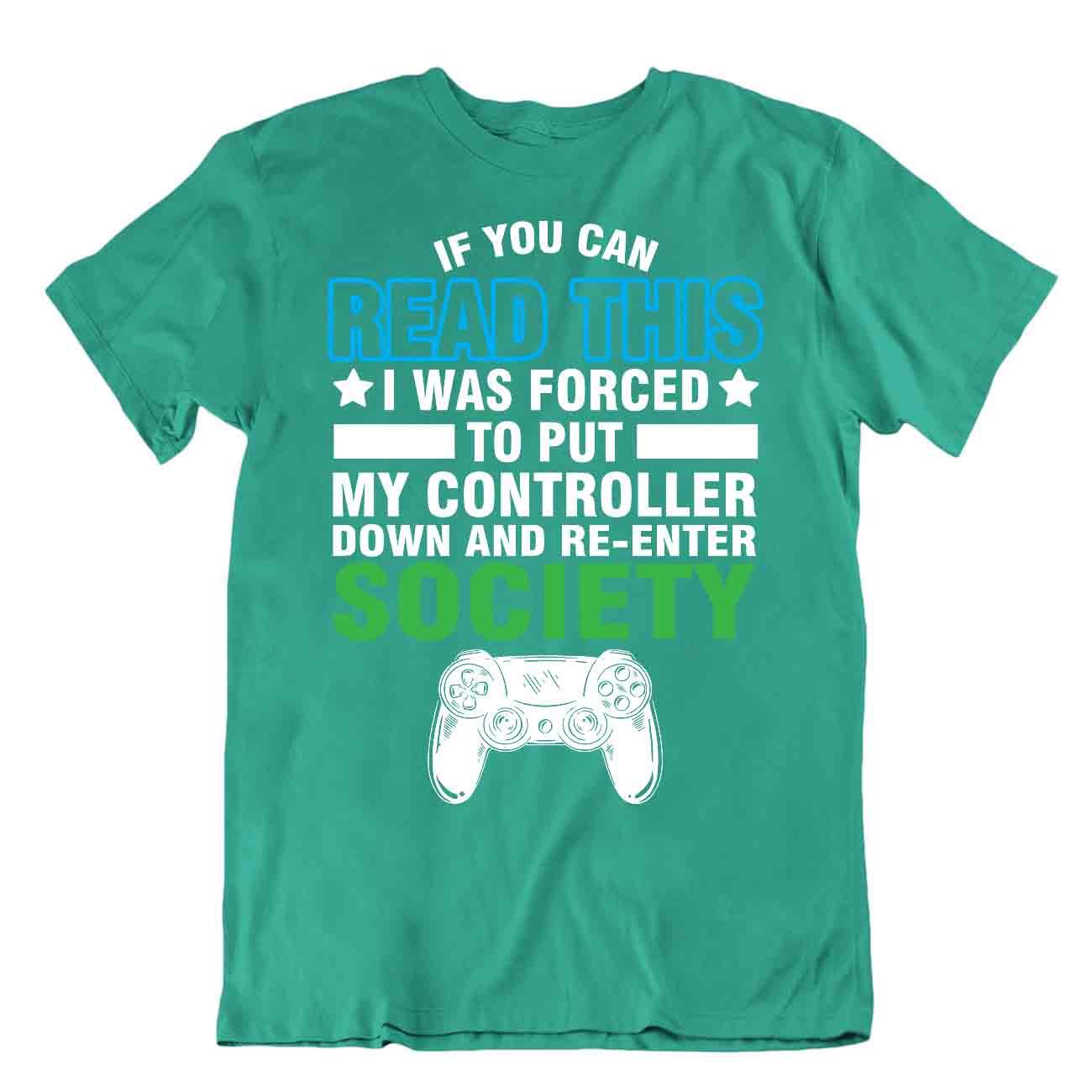 Gamer Controller Down T-Shirt Re Enter Society Tee Unique Trend Shirt - Imagen 4 de 8