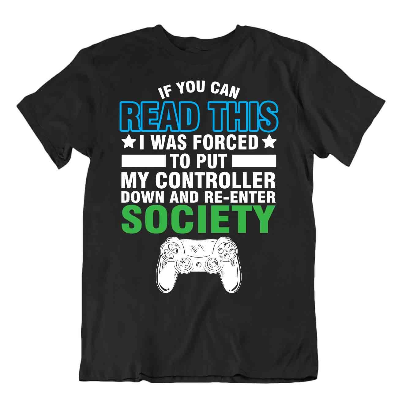 Gamer Controller Down T-Shirt Re Enter Society Tee Unique Trend Shirt - Imagen 2 de 8