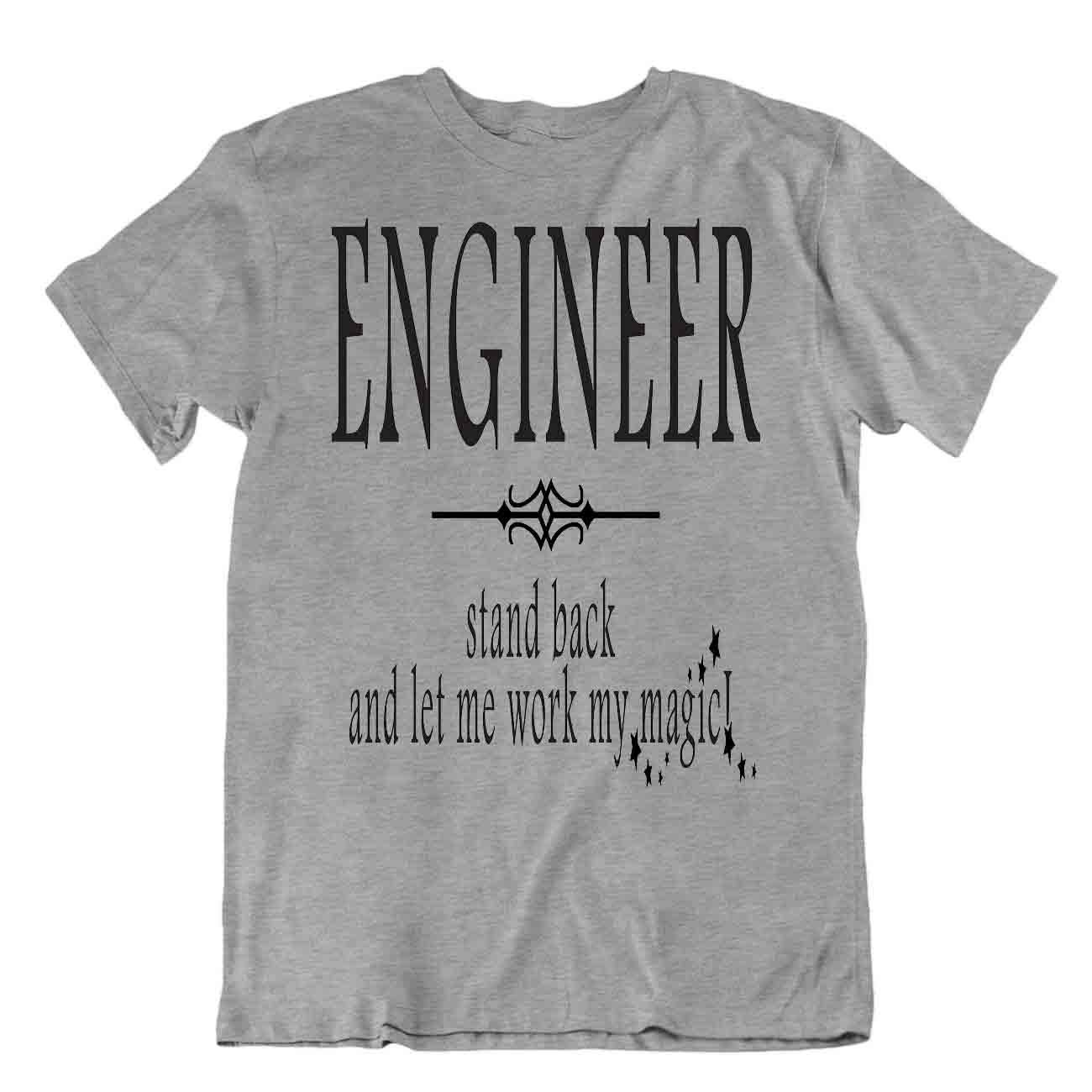 Trabajo de ingeniería a través de camiseta mágica camisa informal novedad ciencia camisa homor - Imagen 5 de 8