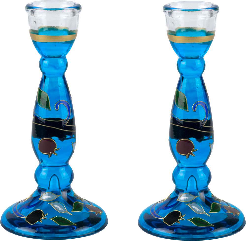 Luxus Glas Schabbat Kerzenständer Set Handmalerei Jerusalem Ansicht jüdischer Feiertag - Bild 2 von 4