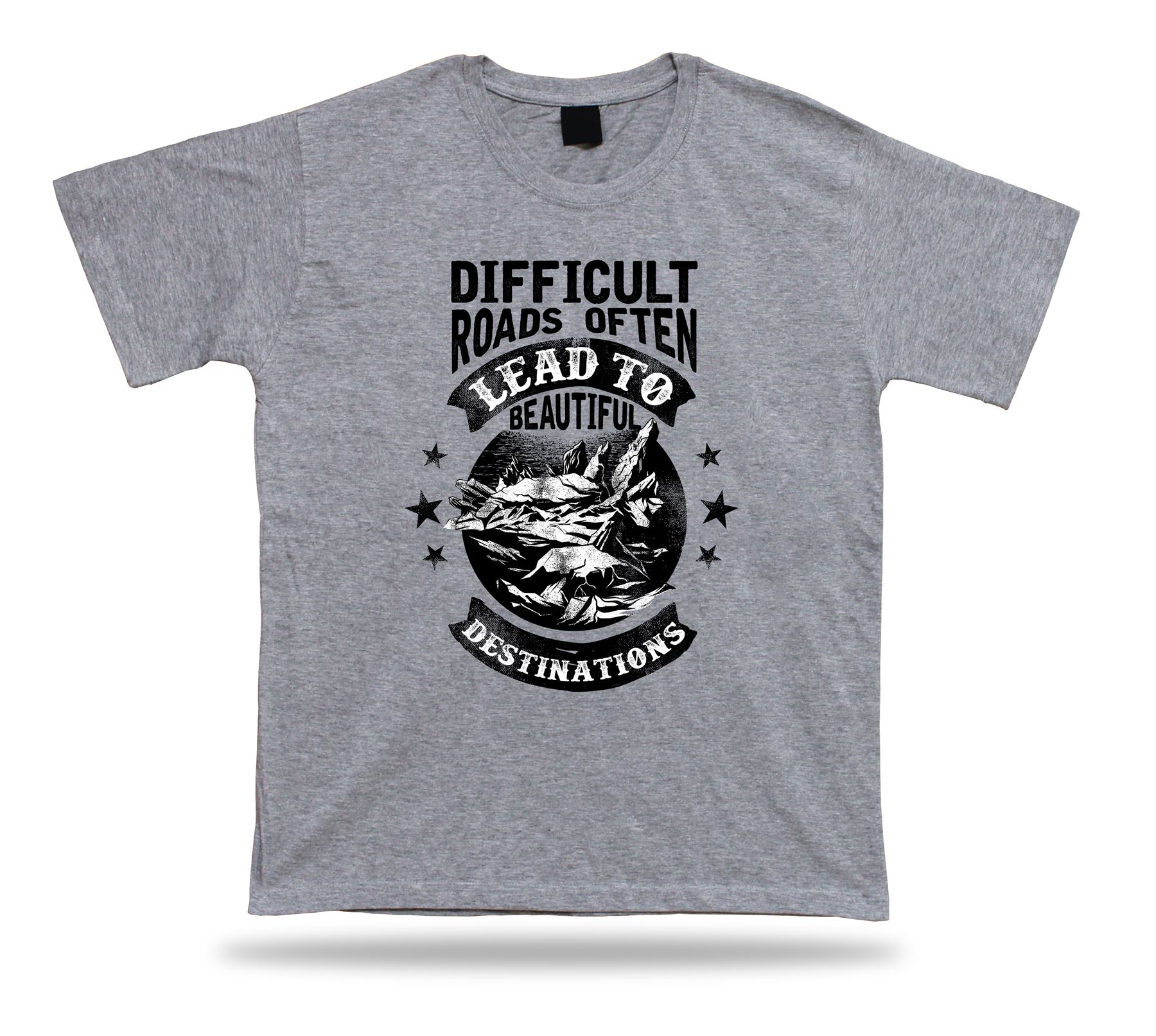 Tshirt Tee Shirt Birthday Gift Idea Difficult Roads Lead Quote Winsdom Mountains - Picture 5 of 8