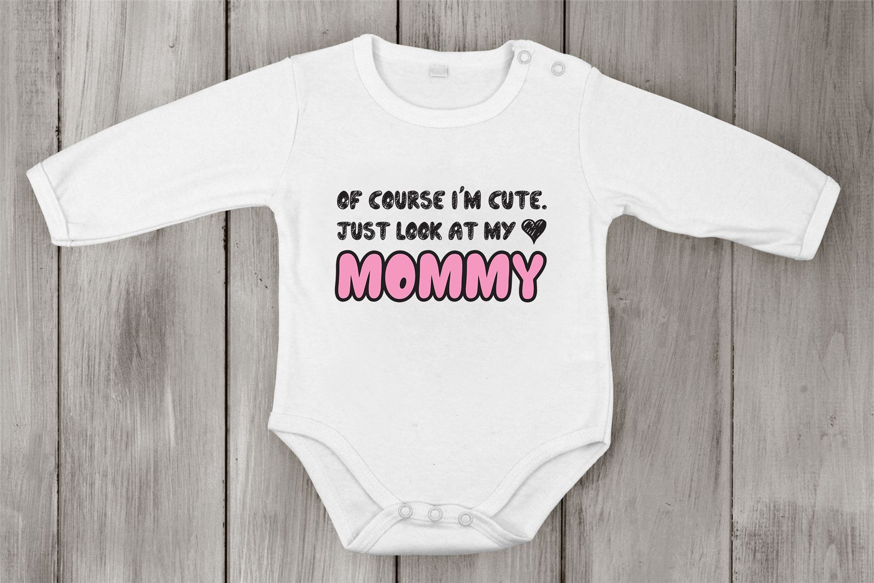 I'M cute look at my MOM NBB Babyborn lustiger Body besondere Idee Einteiler rosa - Bild 3 von 5