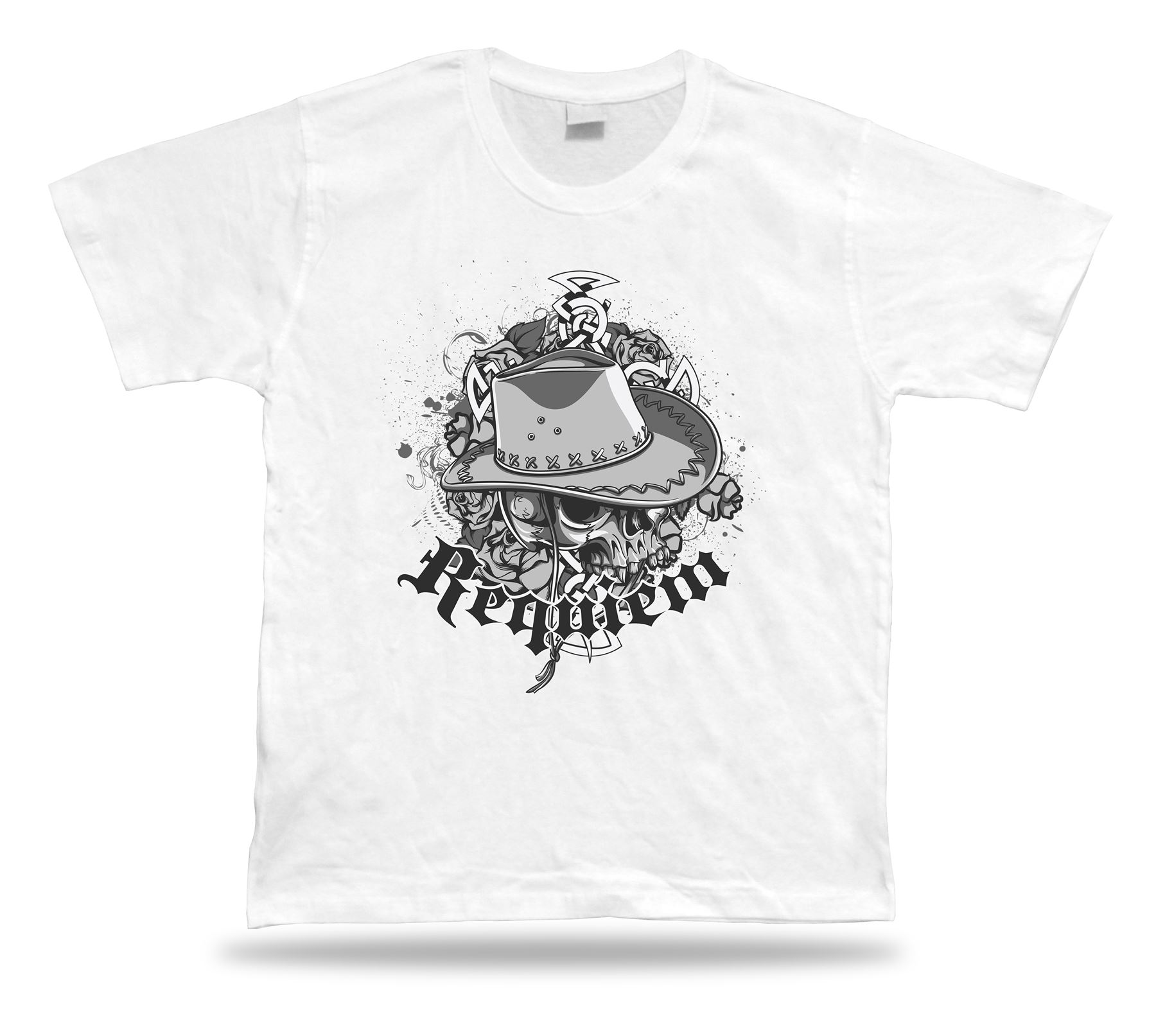 Requirem Cowboy Wilder Westen Totenkopf Humor T-Shirt Tee besondere Kleidung Cartoon Geschenk - Bild 8 von 8