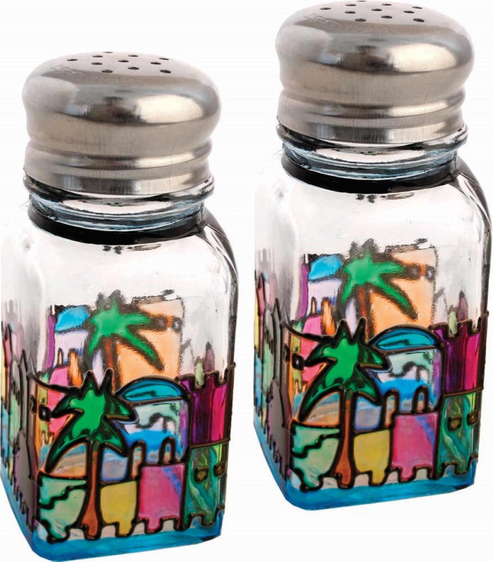 Glass Salt & Pepper Refillable shaker Set Hand Painting Design Kitchen B&B Home - Picture 7 of 7