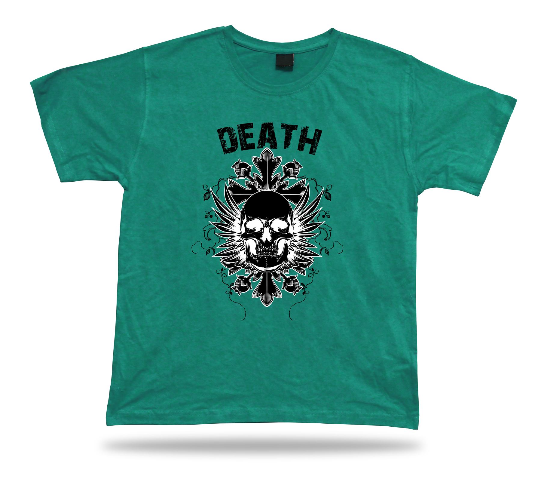 Camiseta Camiseta Cumpleaños Regalo Idea Muerte Cráneo Emblam Alas Malvadas Cruz Hardcore - Imagen 4 de 8