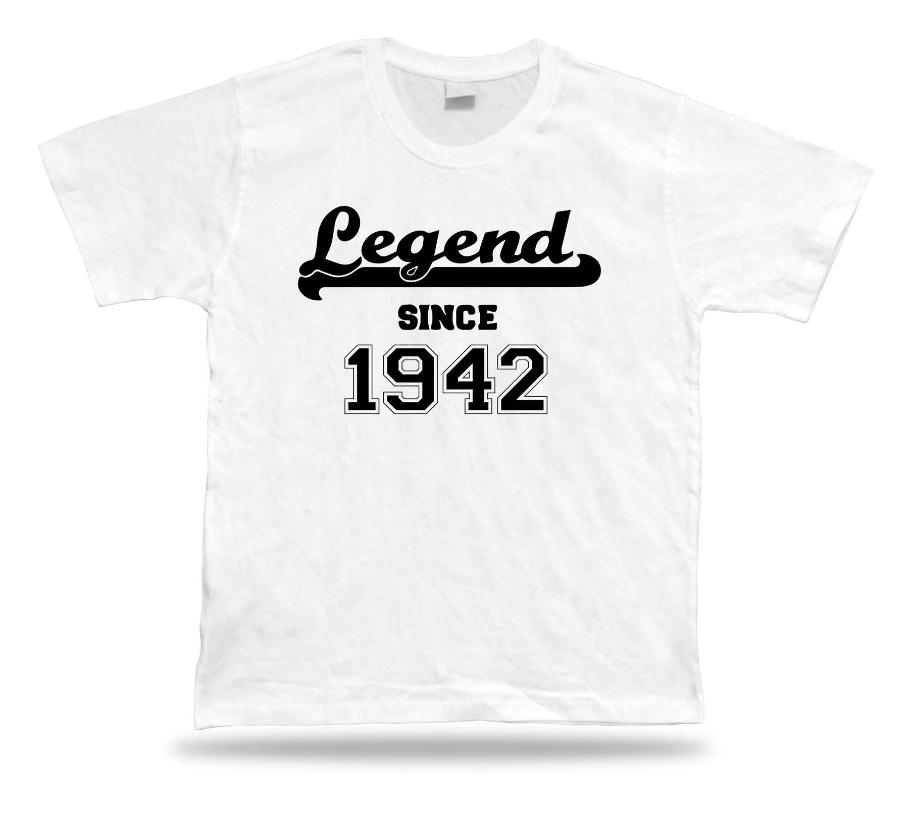 T-shirt imprimé tee Legend depuis 1942 heureux anniversaire idée cadeau unisexe - Imagen 8 de 8