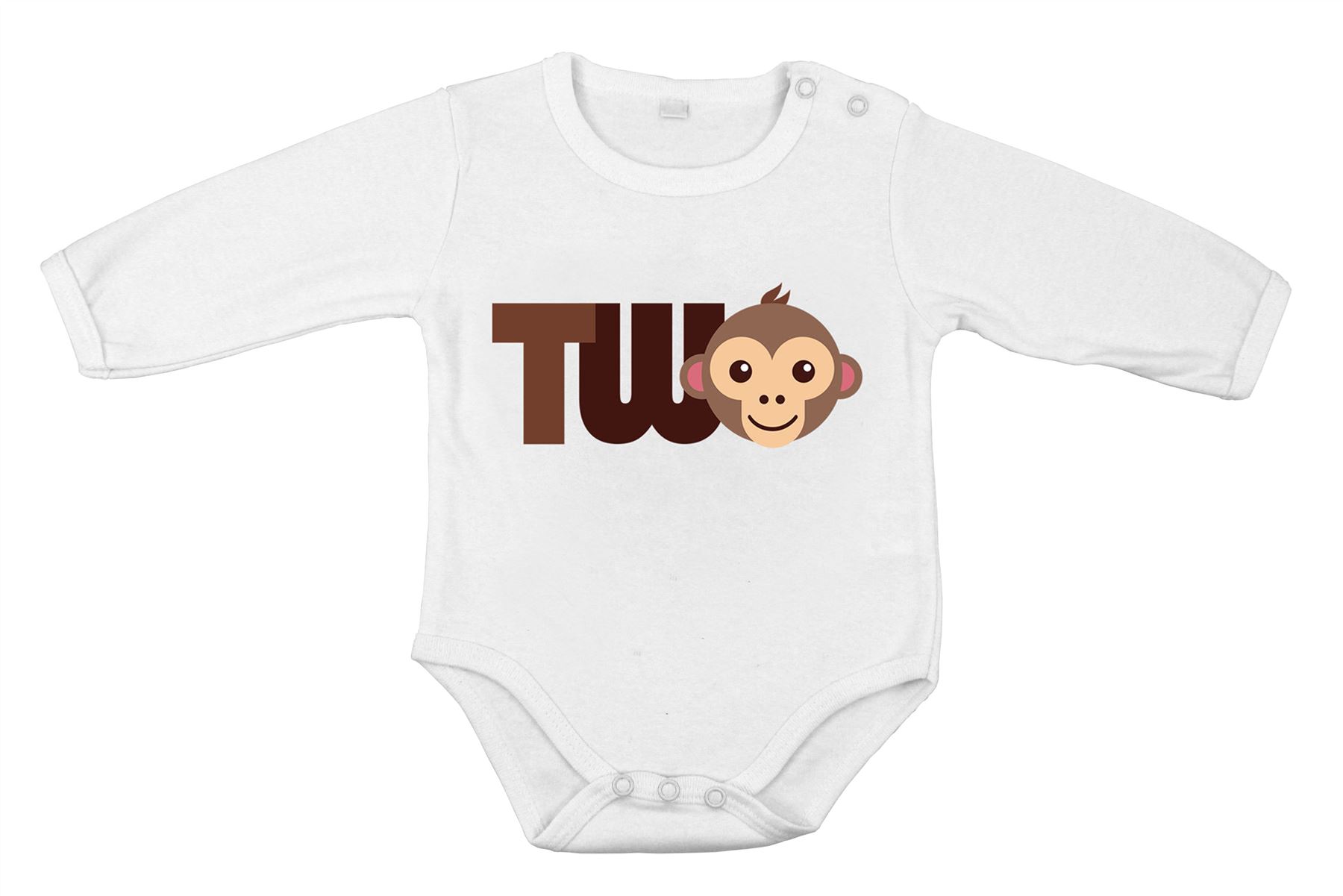 Idée cadeau 2e anniversaire TWO singe body pur coton pour bébé longues manches - Picture 4 of 6