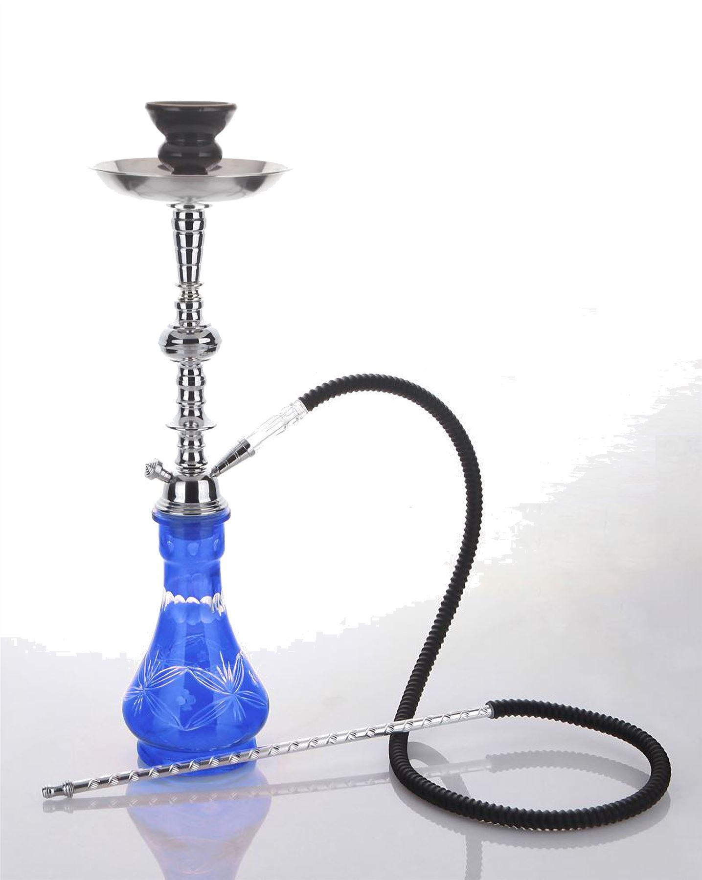1 hose 21" Morocco Blue Hookah Shisha Nargila water glass vase pipes