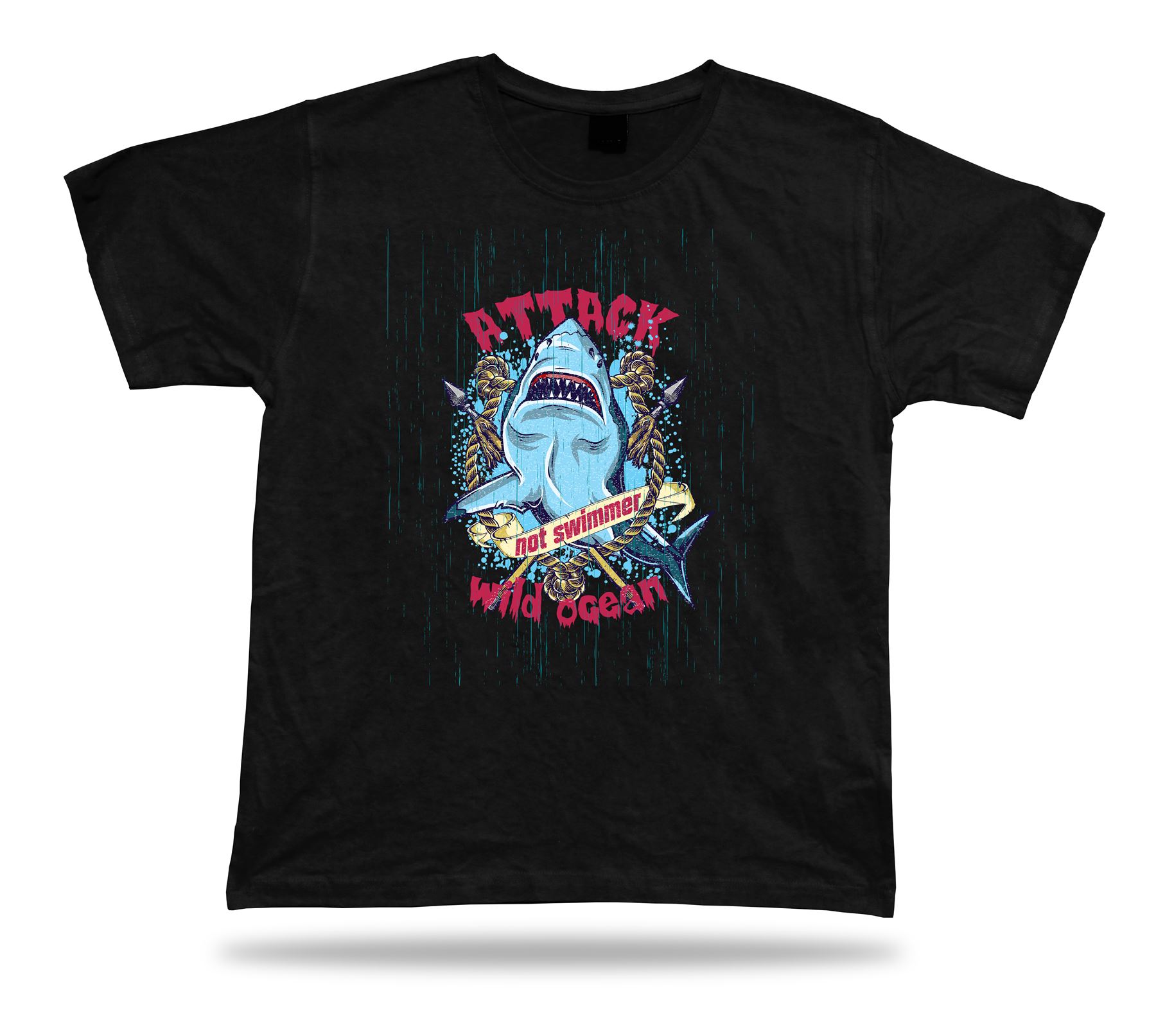 Shark Attack Wild Ocean Moder Nueva Idea Ropa Camiseta Diseño Cumpleaños Regalo Camiseta - Imagen 2 de 8
