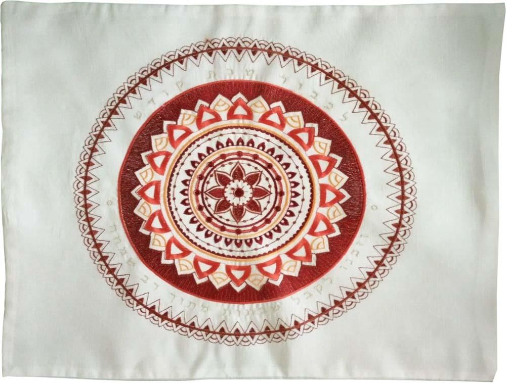 Cubierta de Challah/Pan Mandala Bordado 100% Bambú Tela Orgánica Shabat Mesa - Imagen 3 de 4
