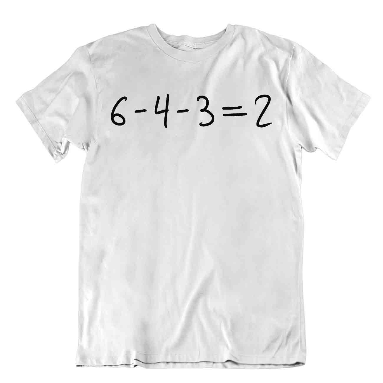 Double Play Equation 6-4-3=2 Math T-Shirt Tee T Funny Mens Shirt - Picture 8 of 8