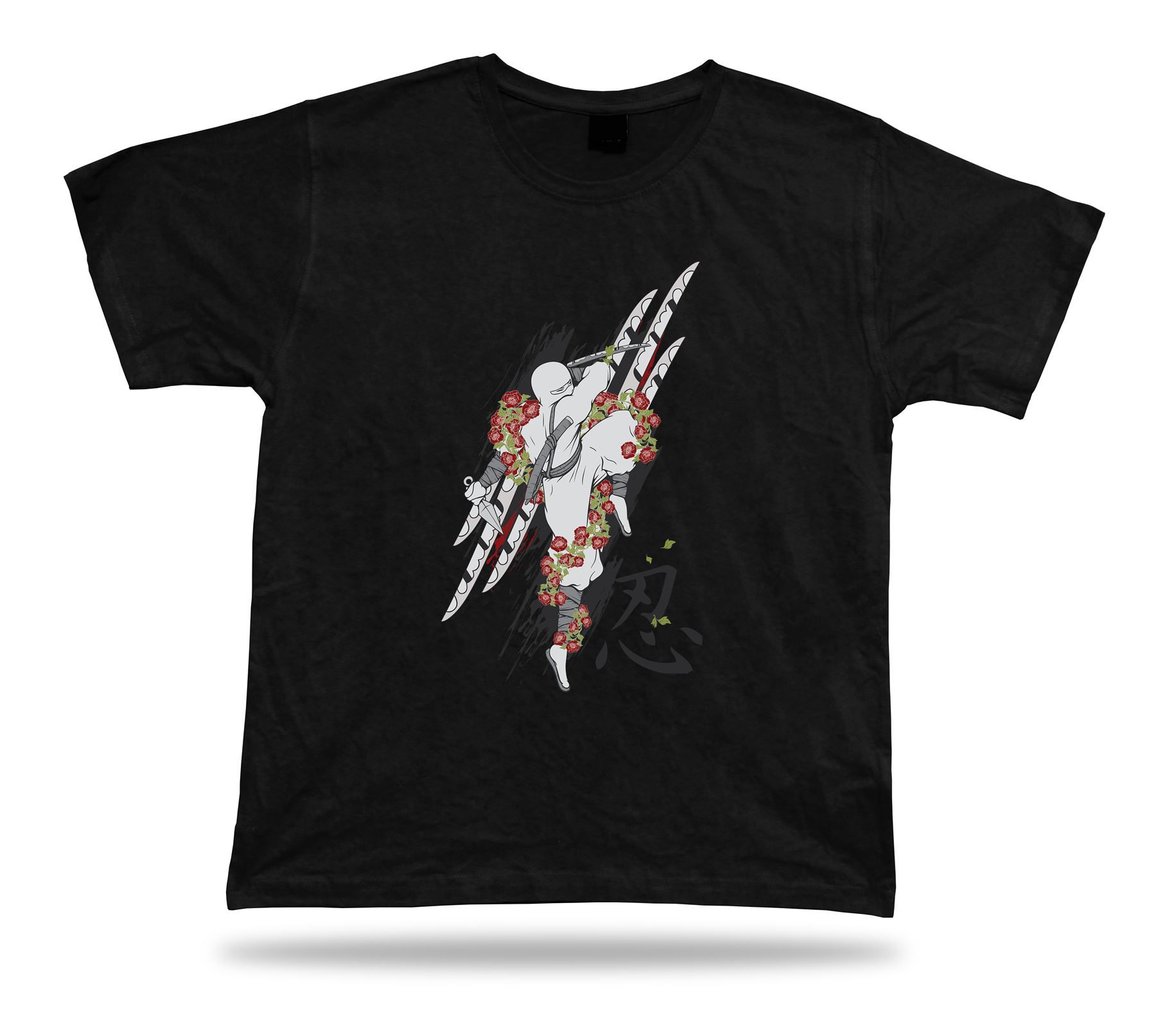 Ninja fight flowers black hmor funny charm tricot Tshirt Tee special gift T sale - Foto 2 di 8