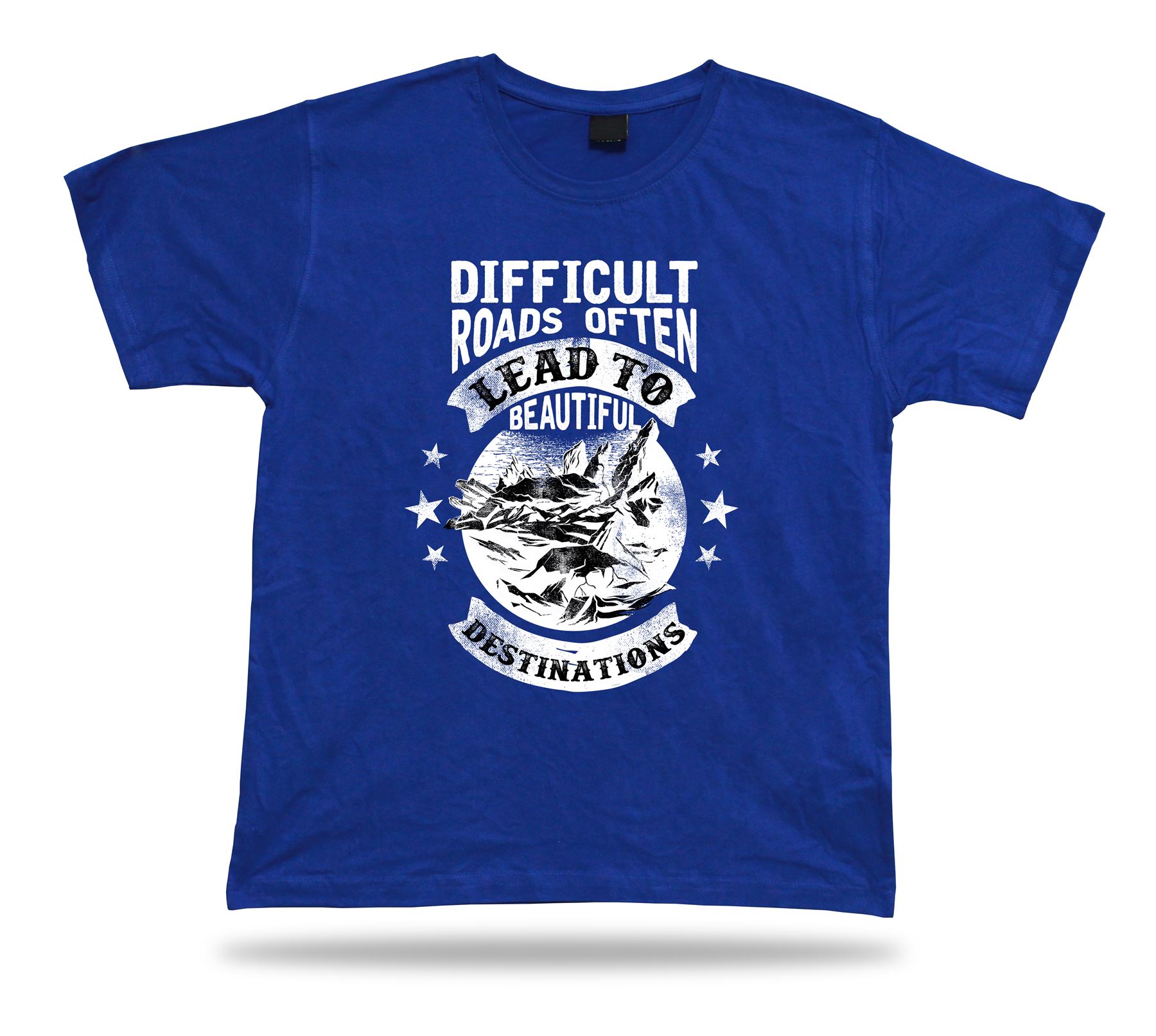 Tshirt Tee Shirt Birthday Gift Idea Difficult Roads Lead Quote Winsdom Mountains - Picture 3 of 8