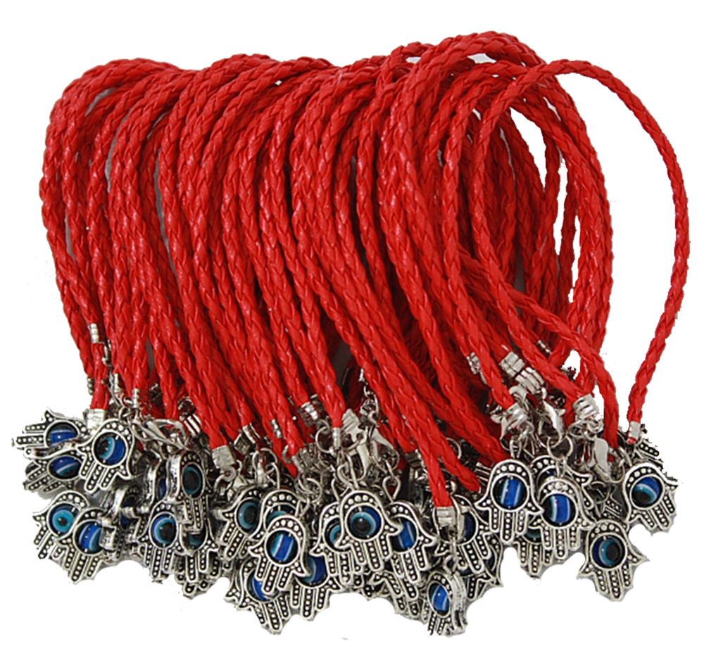 Lotto Hamsa Corda Mano Rosso Malocchio Fortunato Bracciali Spirituali Protezione Successo - Foto 8 di 9