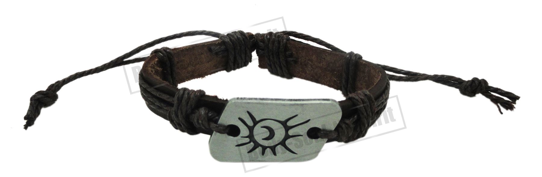 1 Black Bracelet Tribal sun moon summer Leather Skull Wrist Band Bangle Surfer - Picture 4 of 9