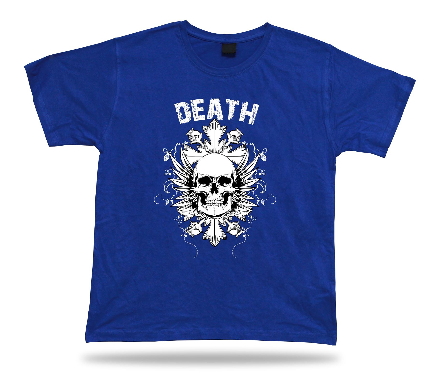 Camiseta Camiseta Cumpleaños Regalo Idea Muerte Cráneo Emblam Alas Malvadas Cruz Hardcore - Imagen 3 de 8