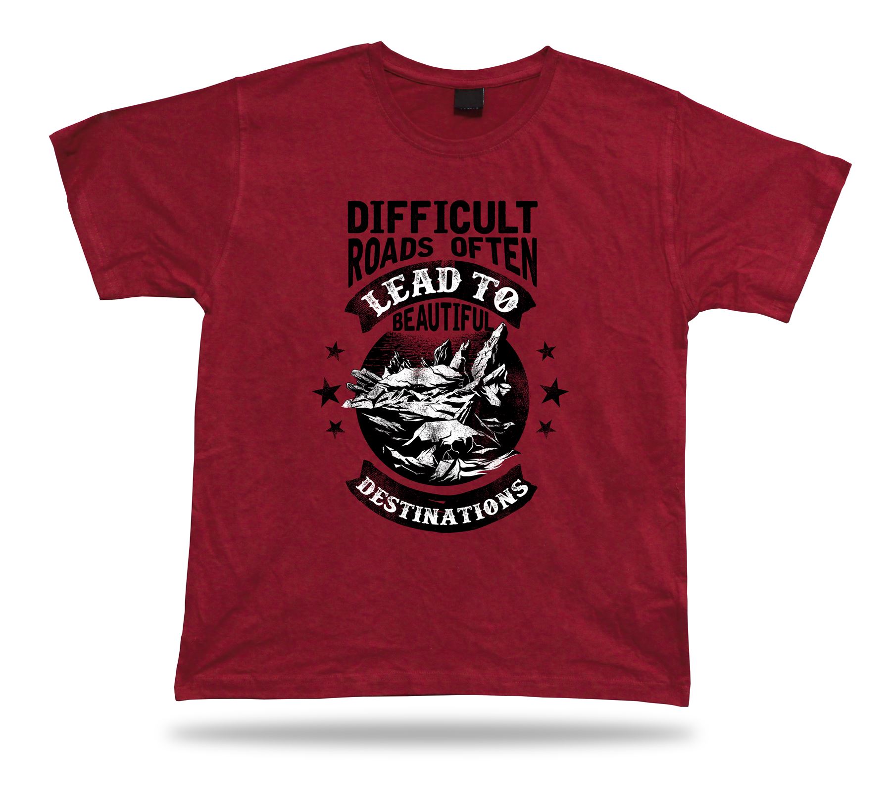 Tshirt Tee Shirt Birthday Gift Idea Difficult Roads Lead Quote Winsdom Mountains - Picture 7 of 8