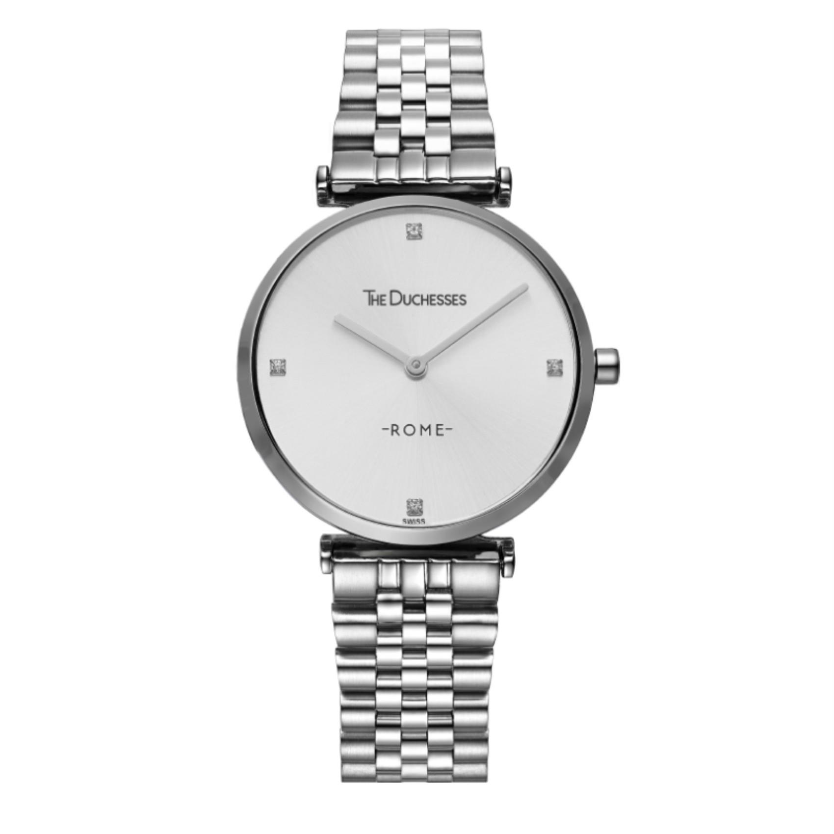 Elegant Silver Watch with Crystal Accents Women main image 2
