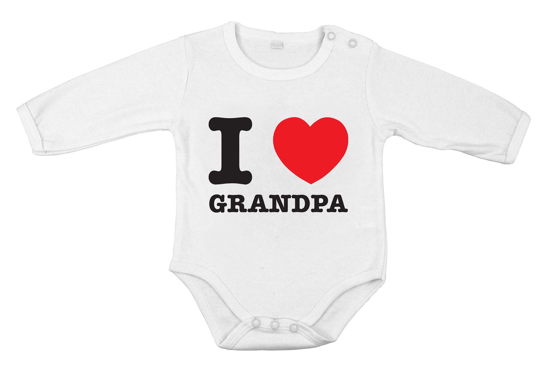 I love Grandpa best papá Divertido Lindo Bebé Crecimiento Recién Nacido Mono Algodón Cocina - Imagen 2 de 5
