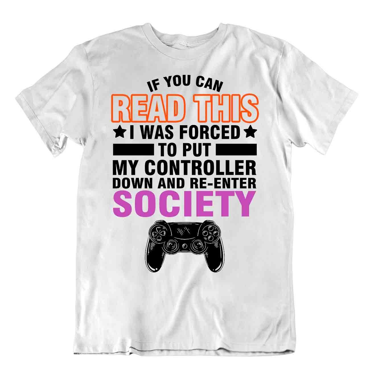 Gamer Controller Down T-Shirt Re Enter Society Tee Unique Trend Shirt - Imagen 8 de 8