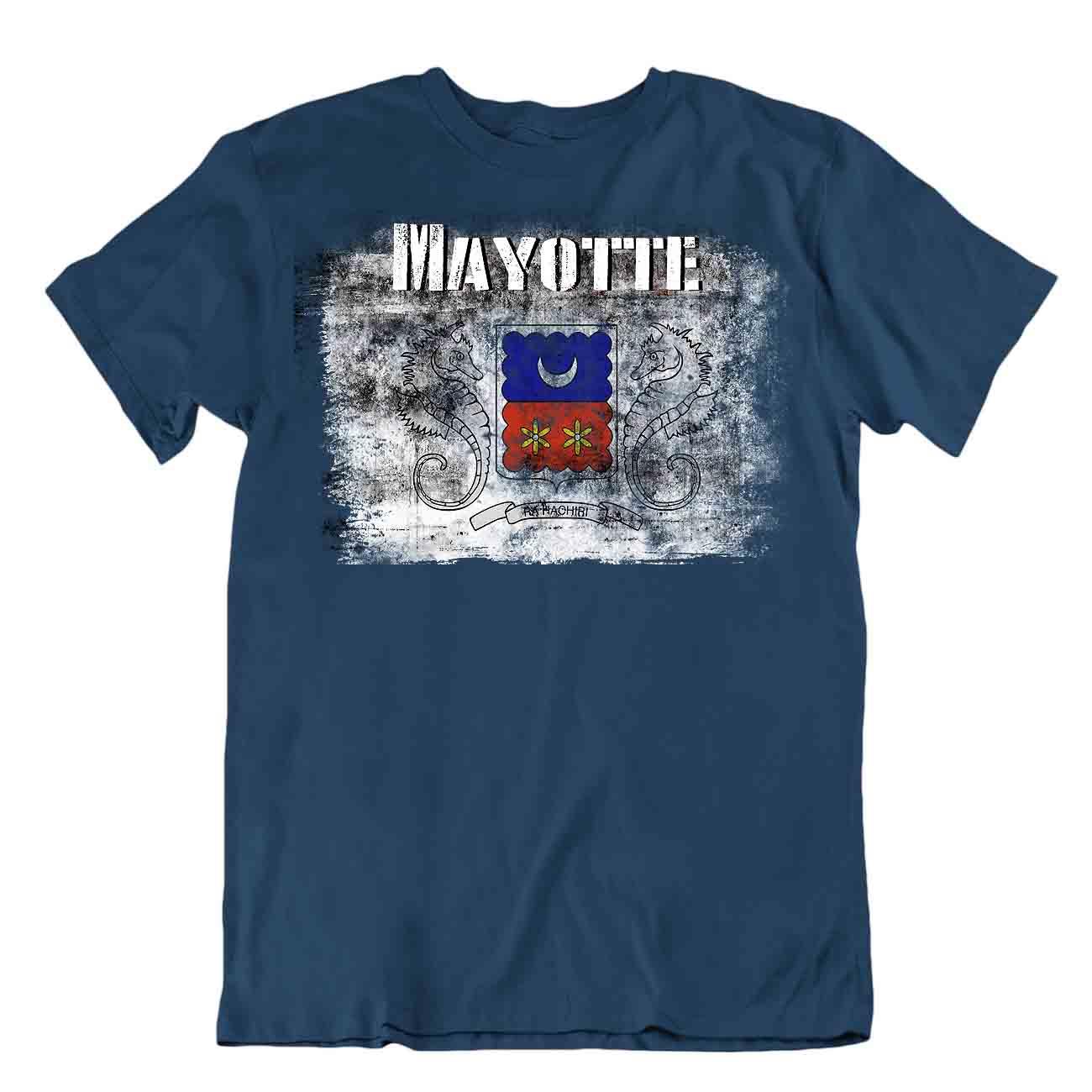 Mayotte flag Tshirt T-shirt Tee top city map seahorses Basic TEXTILE gift - Picture 6 of 8