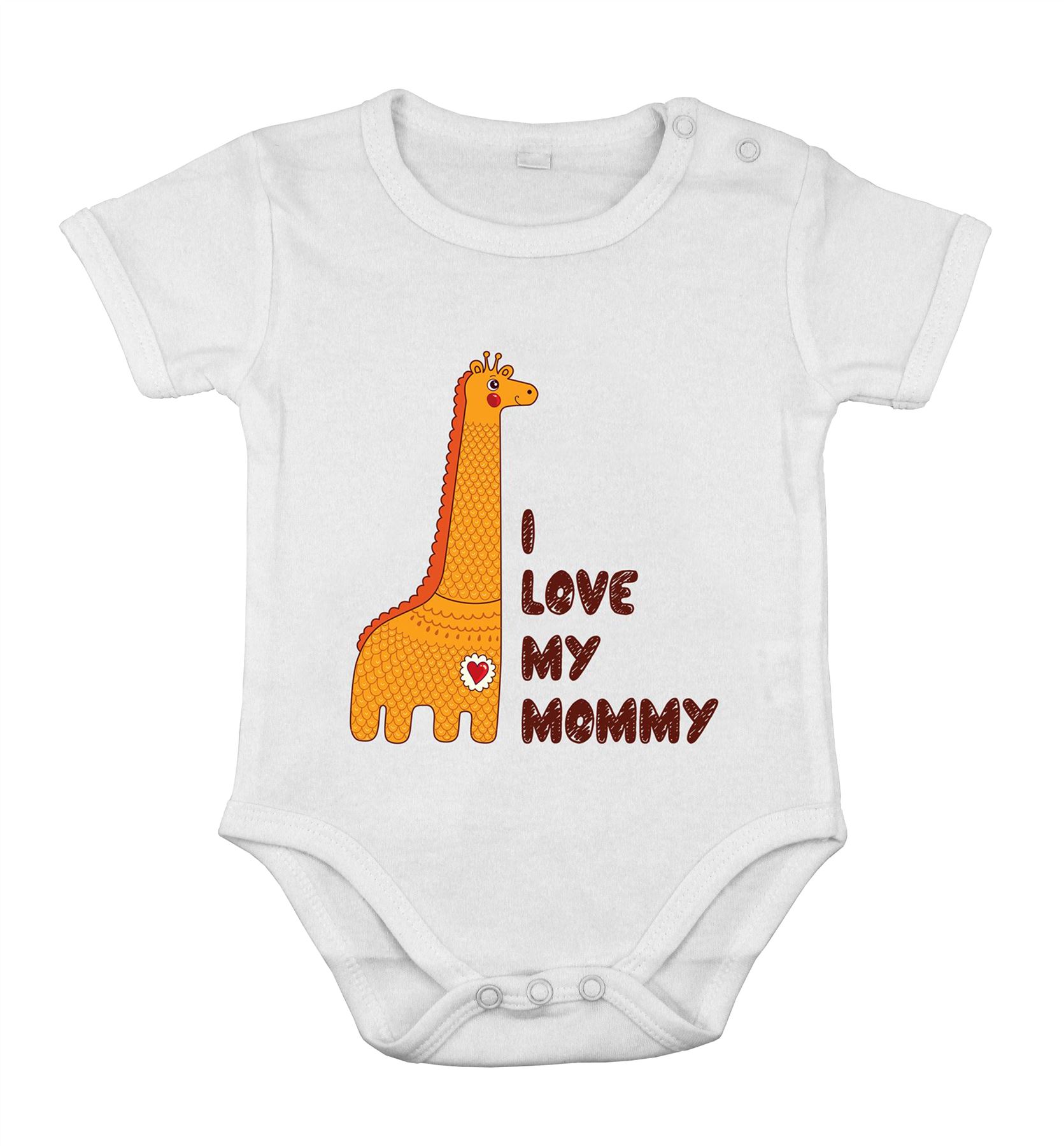 I love My Mommy safari jirafa divertido lindo mono recién nacido algodón - Imagen 4 de 5