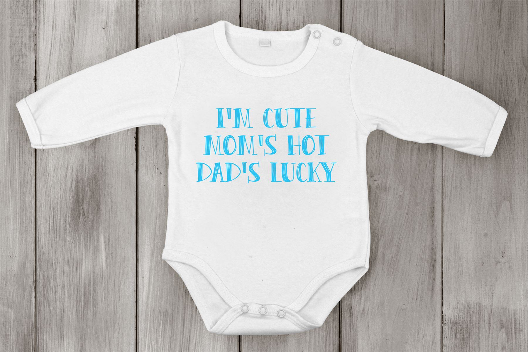 I'm Cute My Mom's Cute And My Dad's Lucky Newborn Romper humor Shower gift - Picture 3 of 5