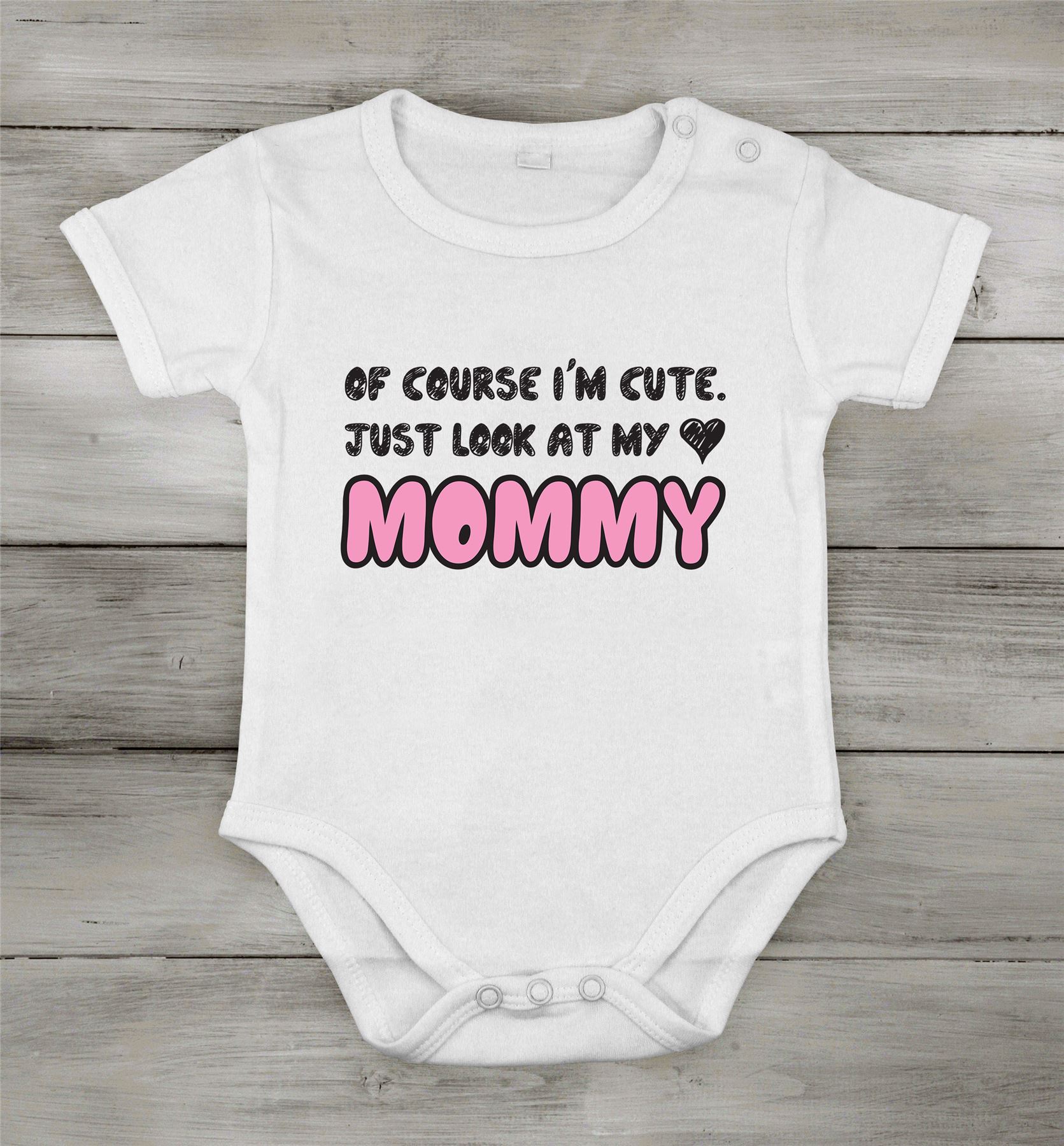 I'M cute look at my MOM NBB Babyborn lustiger Body besondere Idee Einteiler rosa - Bild 5 von 5