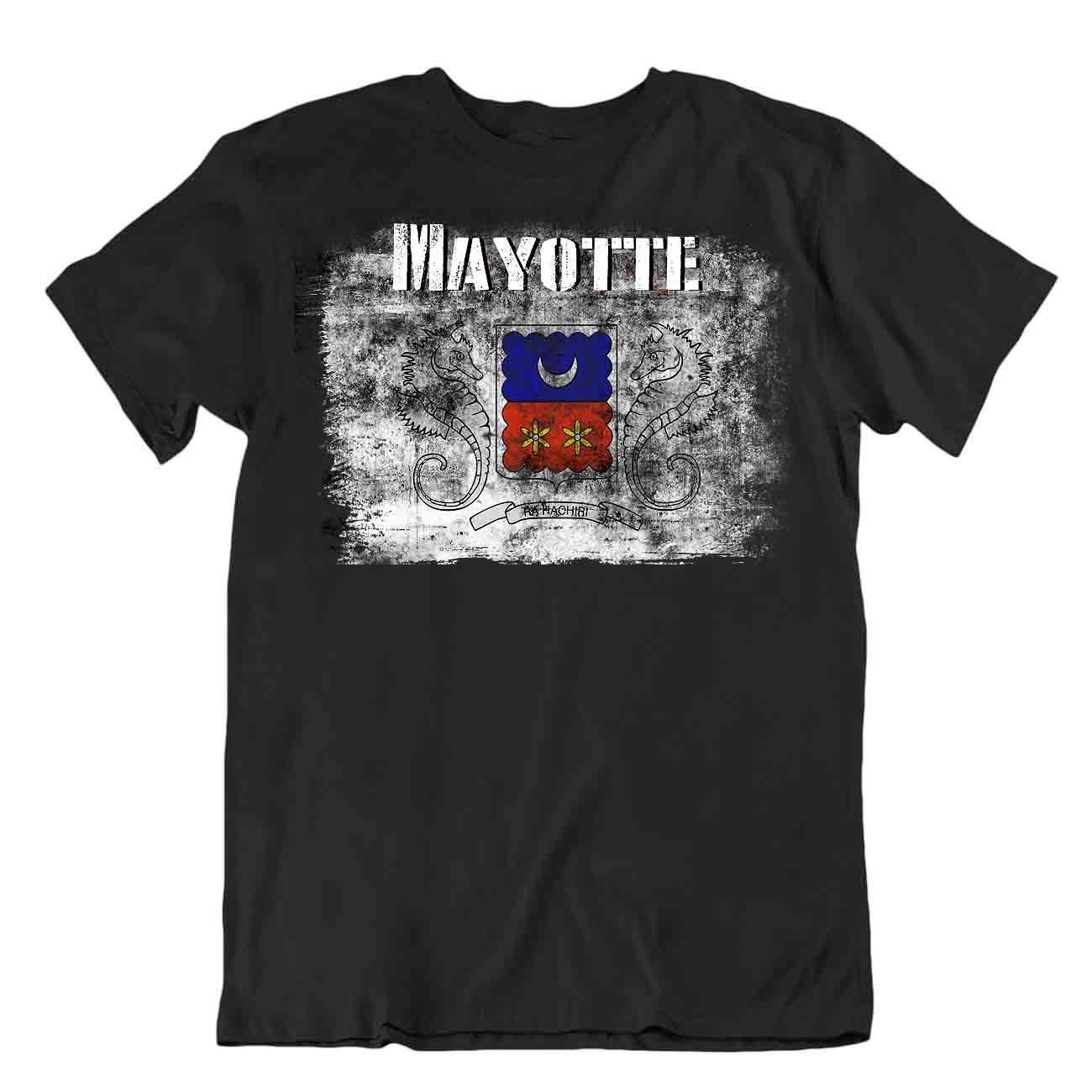 Mayotte flag Tshirt T-shirt Tee top city map seahorses Basic TEXTILE gift - Picture 2 of 8