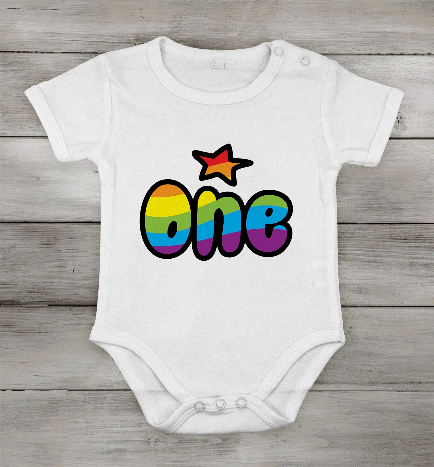 One Rainbow 1st First Birthday Kids Babyborn Bodysuit Shower princess onepiece - Picture 5 of 5