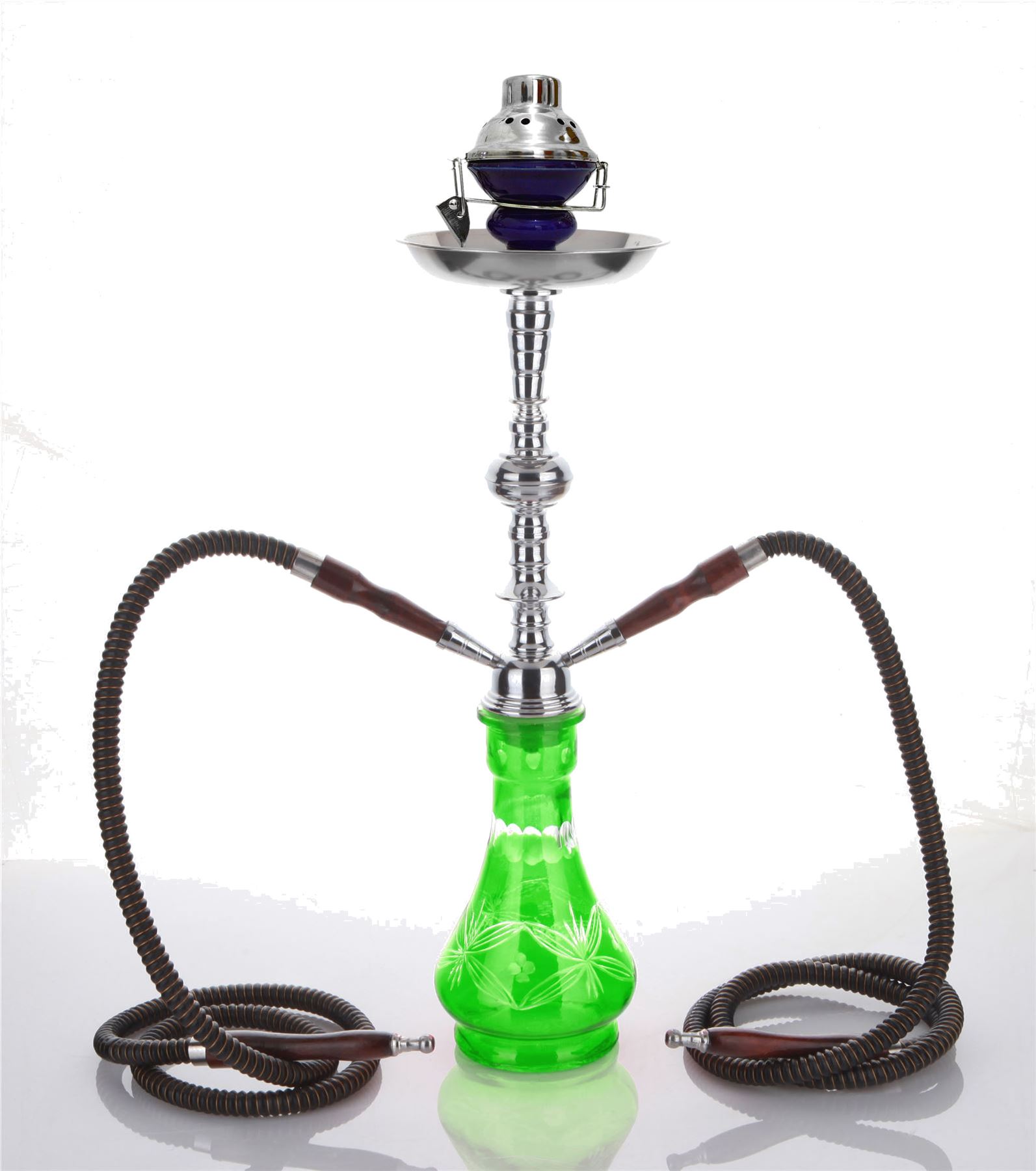 2 hose 23" Nor Green Hookah Shisha Nargila water glass vase pipes smoke