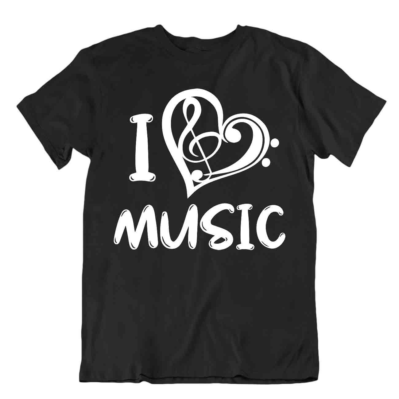 I Love Music Tshirt Best Girlfriend Gift T-Shirt Lovely Special Cool Design - Picture 2 of 8