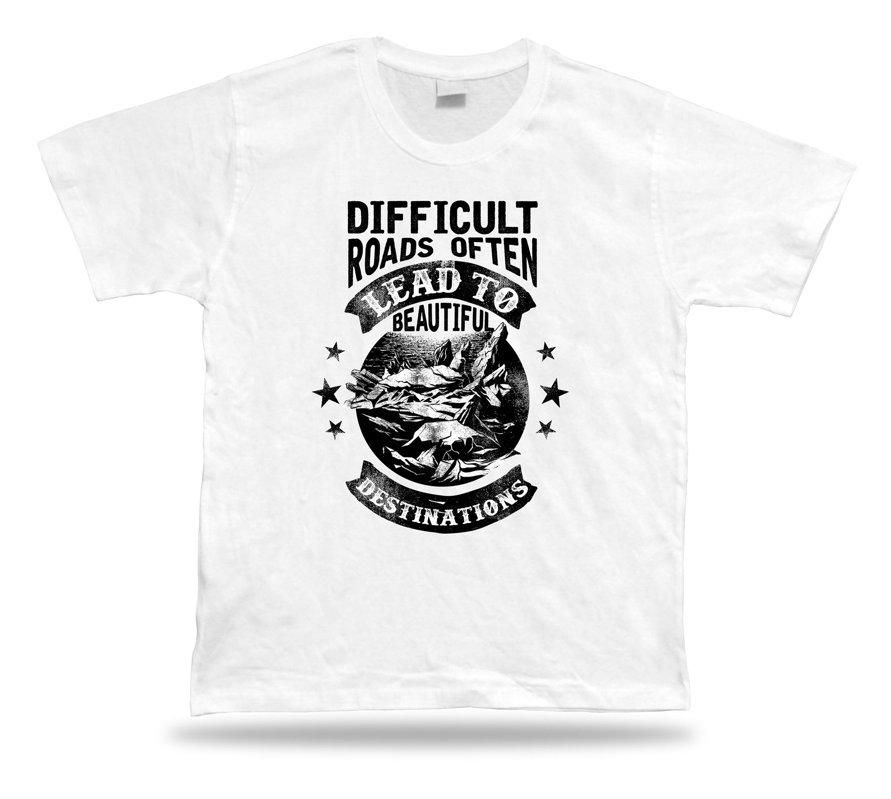 Tshirt Tee Shirt Birthday Gift Idea Difficult Roads Lead Quote Winsdom Mountains - Picture 8 of 8
