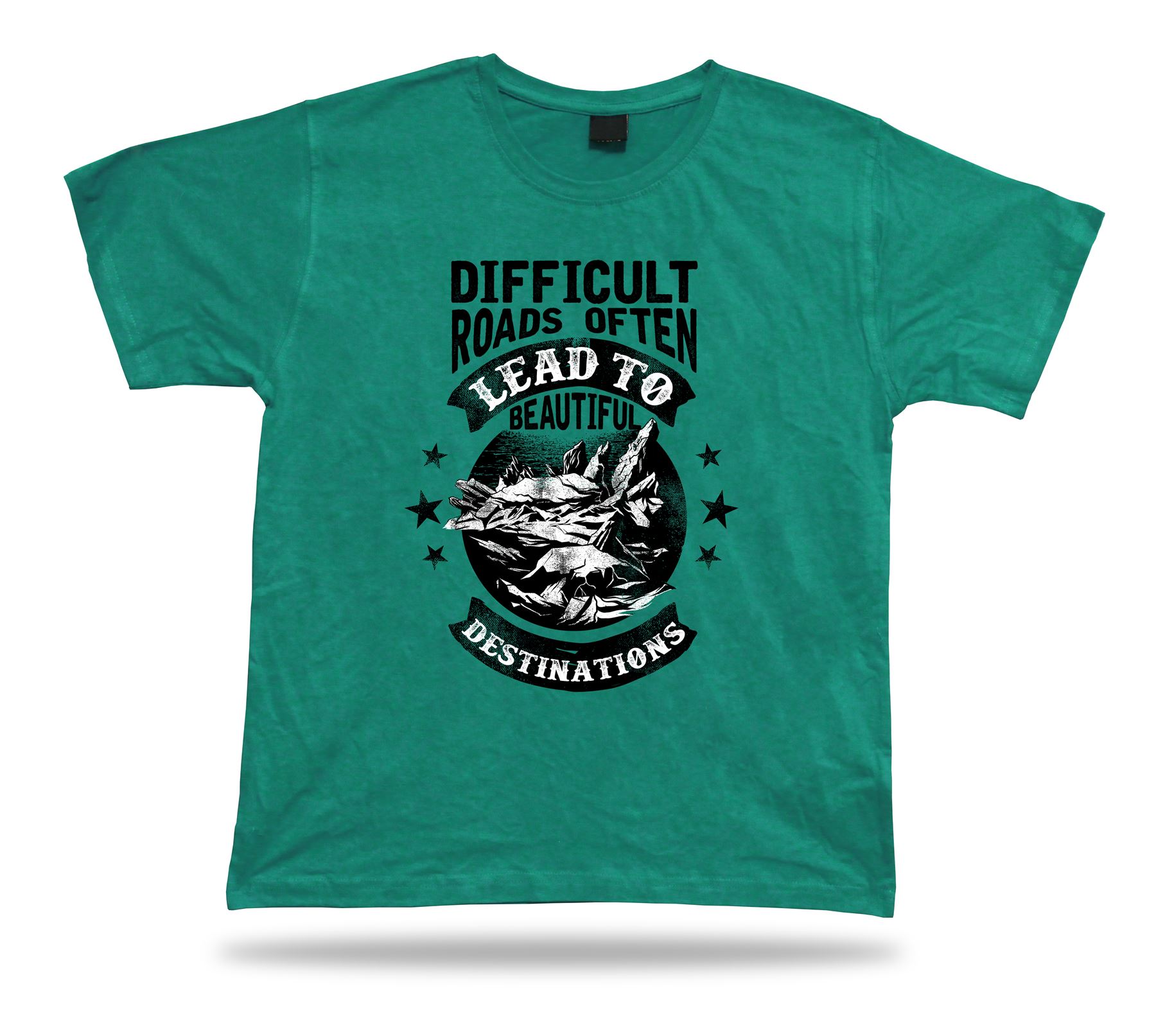 Tshirt Tee Shirt Birthday Gift Idea Difficult Roads Lead Quote Winsdom Mountains - Picture 4 of 8