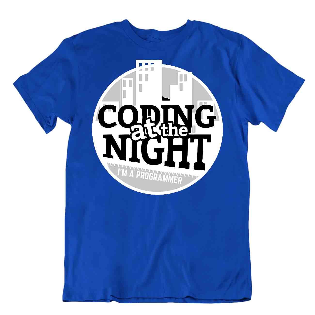 Programmer T-Shirt Coding At Night Tee Classic Look Shirt - Picture 3 of 8