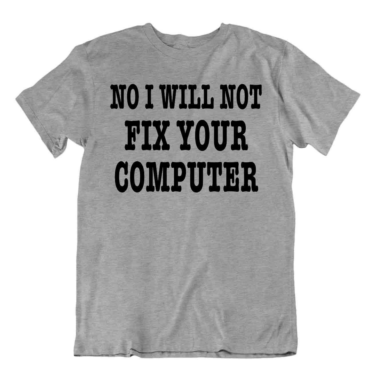 Maglietta Fix Your Computer Maglietta Scherzo Fumetto Unisex Cool Regalo Maglietta - Foto 5 di 8