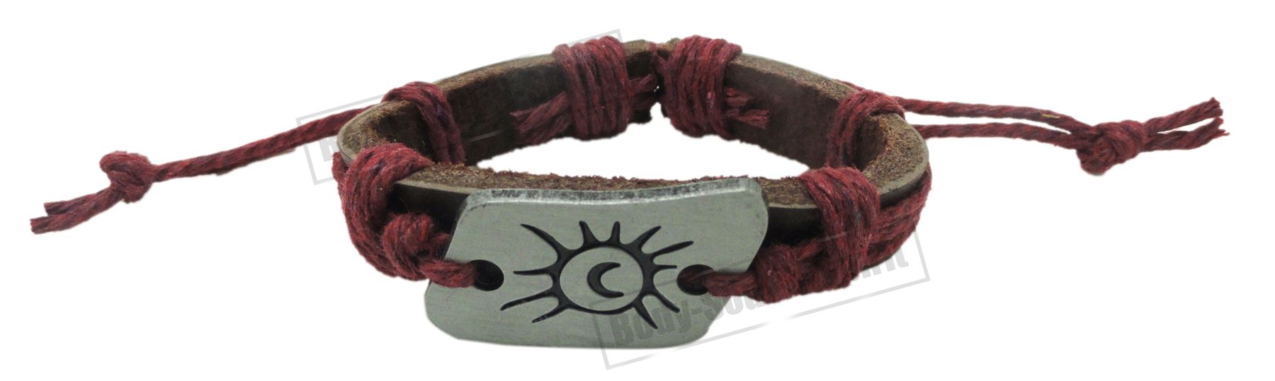 1 Black Bracelet Tribal sun moon summer Leather Skull Wrist Band Bangle Surfer - Picture 8 of 9